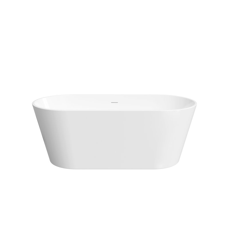 60'' W,69 GALLONS Freestanding Acrylic Soaking  Bathtub With Drain And Overflow Holes