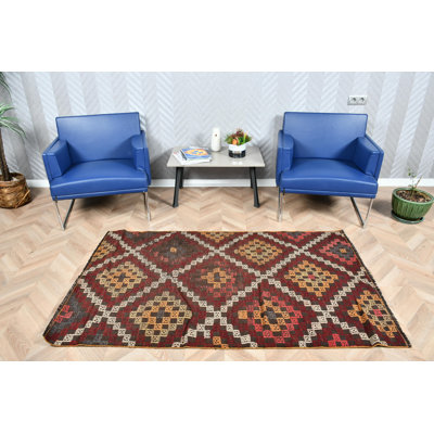Antique Turkish Kilim Rug in Brown With Tribal Pattern Ideal for Bedroom Entryway and Accent Decor