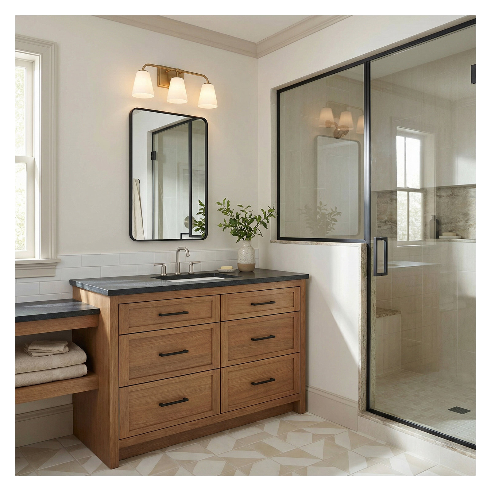 Misty 3 Light Frosted Dimmable Vanity Light, Gold