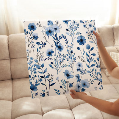 «Botanical Blue Floral Pattern IV Cottage», reproduction d'art non encadrée