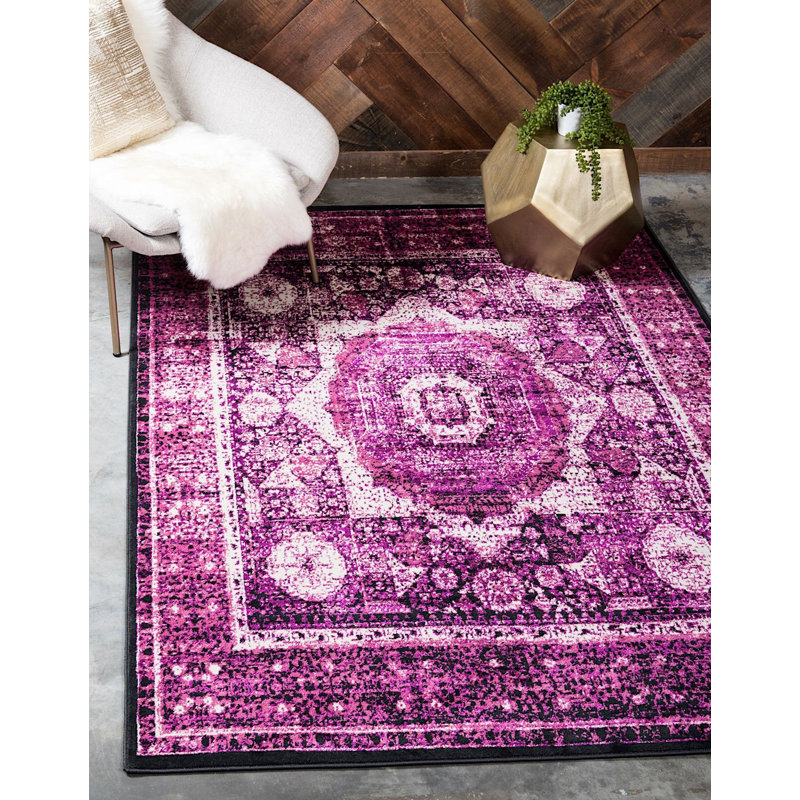 Tapis à motif oriental violet Majestic, Tapis de couloir 3 pi x 9 pi 10 po
