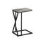 Table d'appoint, en forme de C, bout, côté, collation, salon, chambre à coucher, stratifié gris, métal noir, contemporain, moderne-2123026043