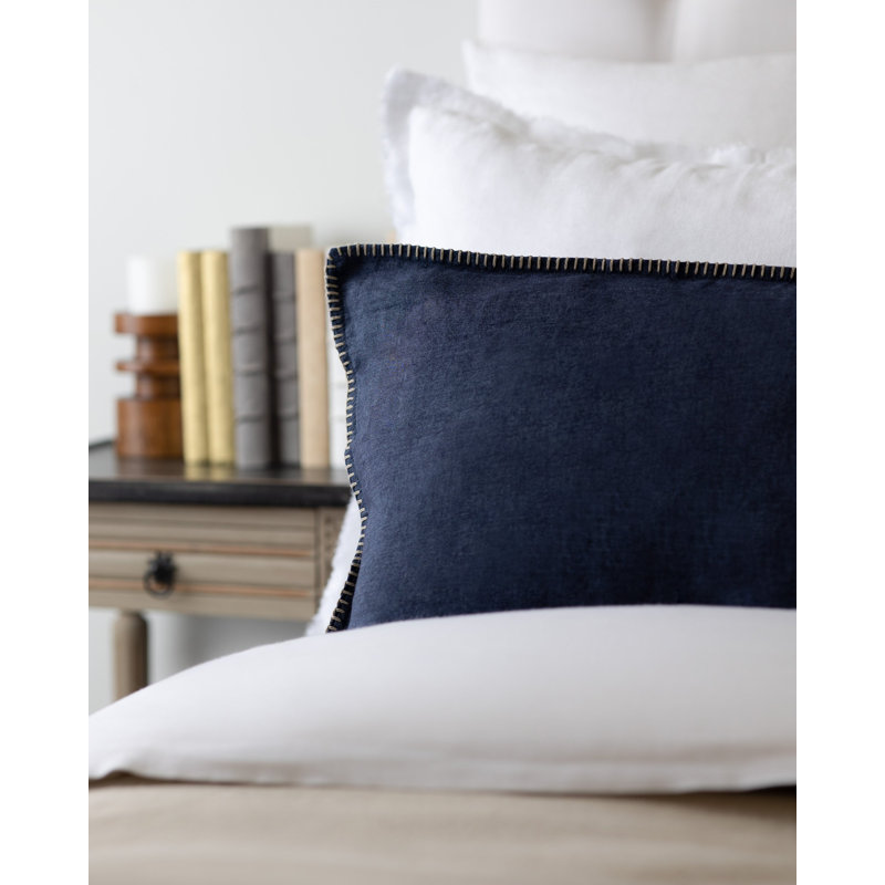 Brody Linen Reversible Throw Pillow, Indigo
