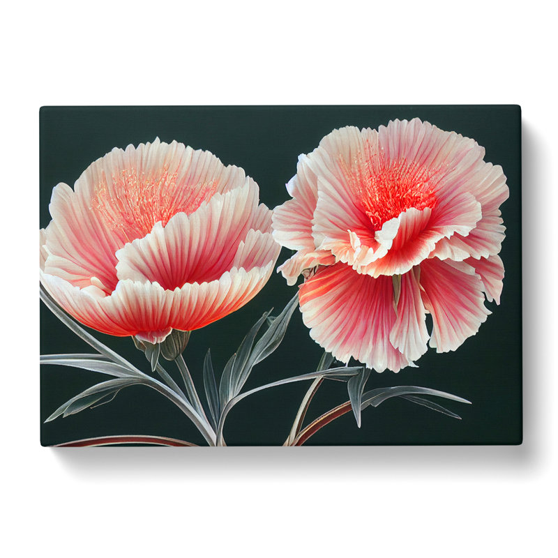 Shining Carnation Flowers - Wrapped Canvas, 40cm H x 60cm W x 3cm D