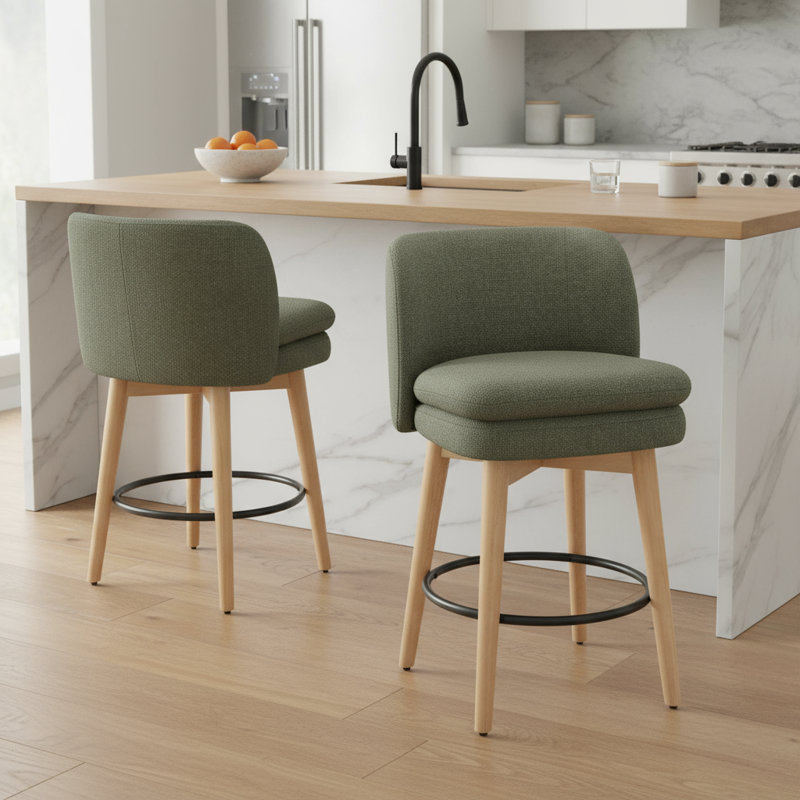 Chilmark Upholstered Swivel Counter Stools (Set of 2), Nathan Hemp Tweed