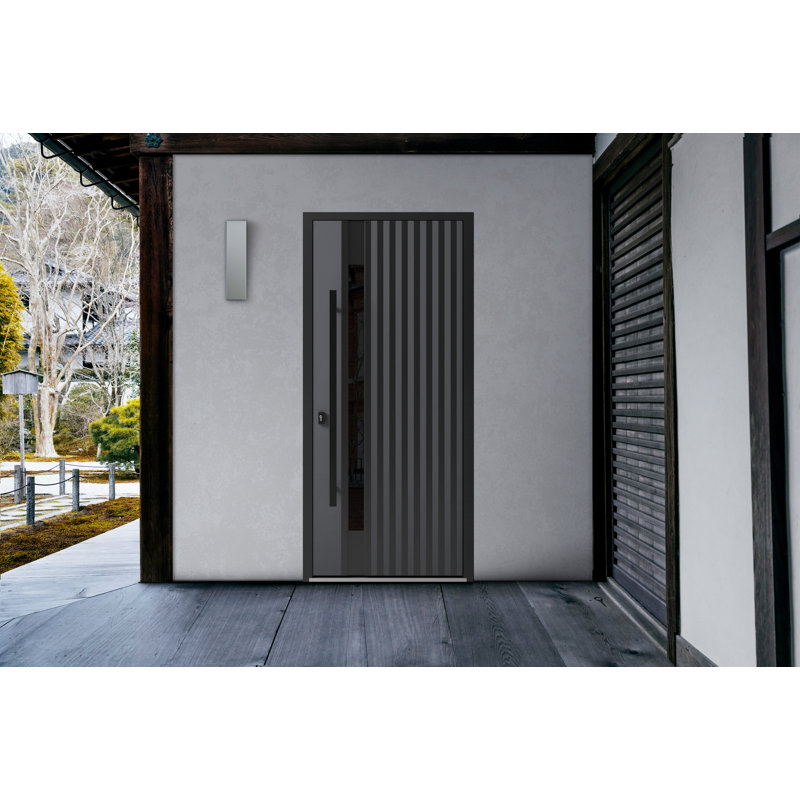 Porte avant en acier pré-suspendue à l'avant / gris Ronex 0144 / entrée en métal peint moderne l 36 po x H 80 po à droite