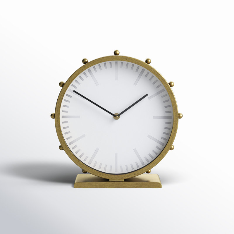 Waylon 11.0L X 3.1W X 11.0H Metal W/Studs Round Table Clock, Gold