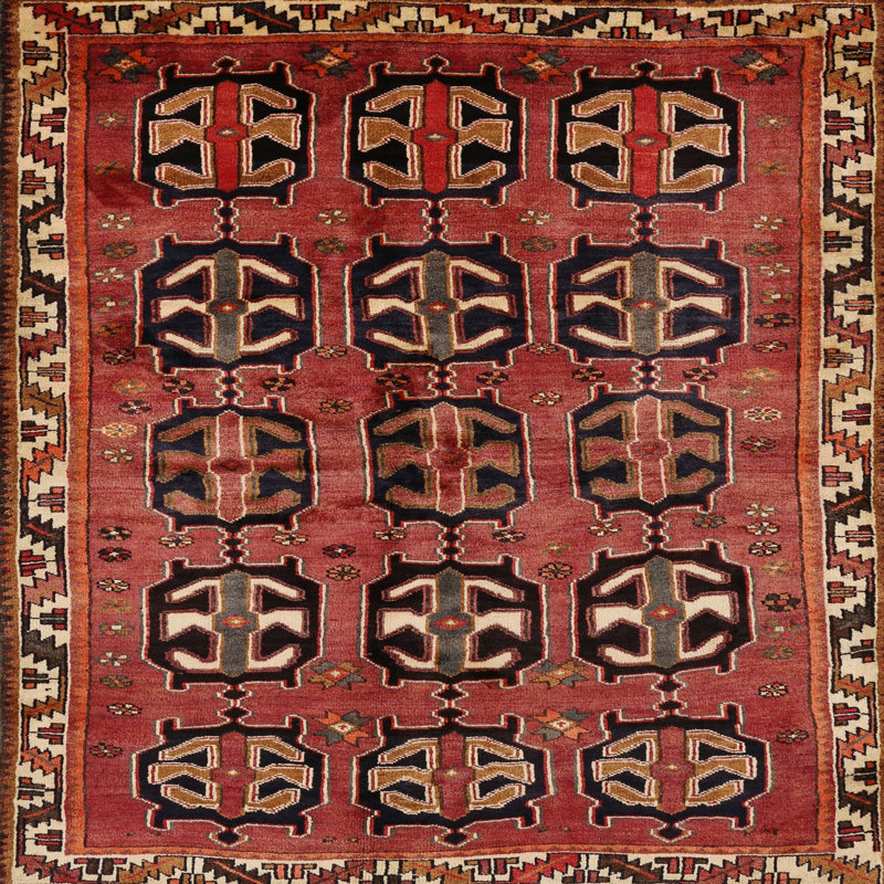 Tapis traditionnel rouge / noir Ciro, Rond 7 pi