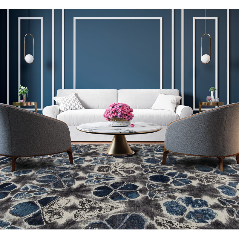 Tapis rectangulaire en laine Shibori, Rectangle 12 pi x 15 pi