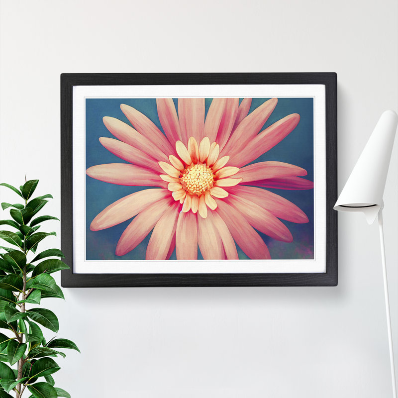 Ingenious Daisy Flower - Single Picture Frame Print, 46cm H x 64cm W x 2cm D, Black