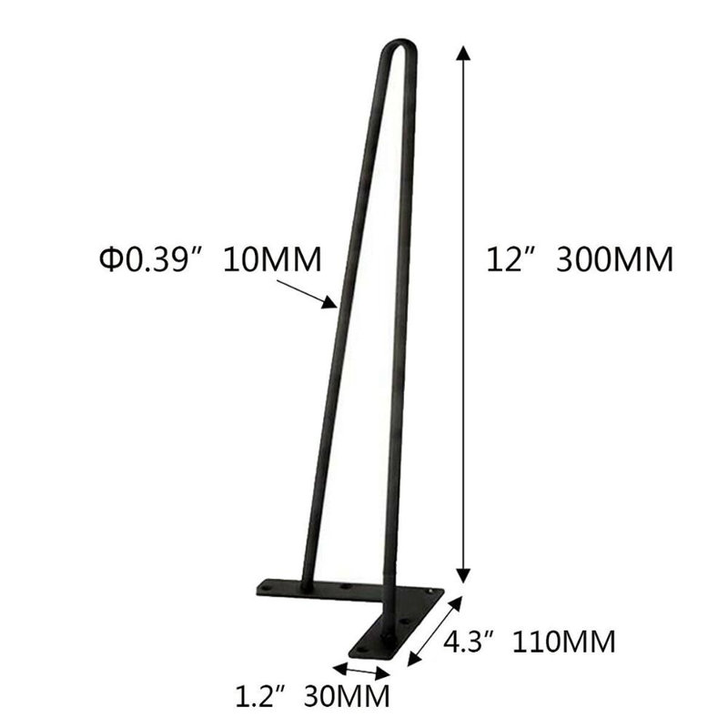 Pied de table en métal Lockard, H 12 po x l 4,30 po x P 4,30 po