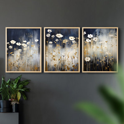 Étude florale Cxxxi -Set de 3 estampes numériques encadrées -Prêt à