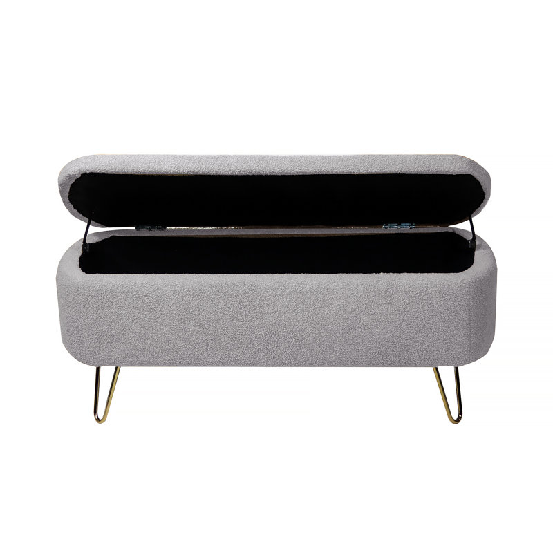 Banc de rangement avec repose-pieds à l'extrémité du lit, banc d'entrée rembourré, 15.5 " H x 39.37 " L x 15.75 " D, Grey
