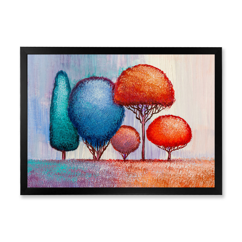 «Colorful Multi Season Trees», reproduction sur toile, Cadre noir, H 16 po x l 32 po x P 1 po