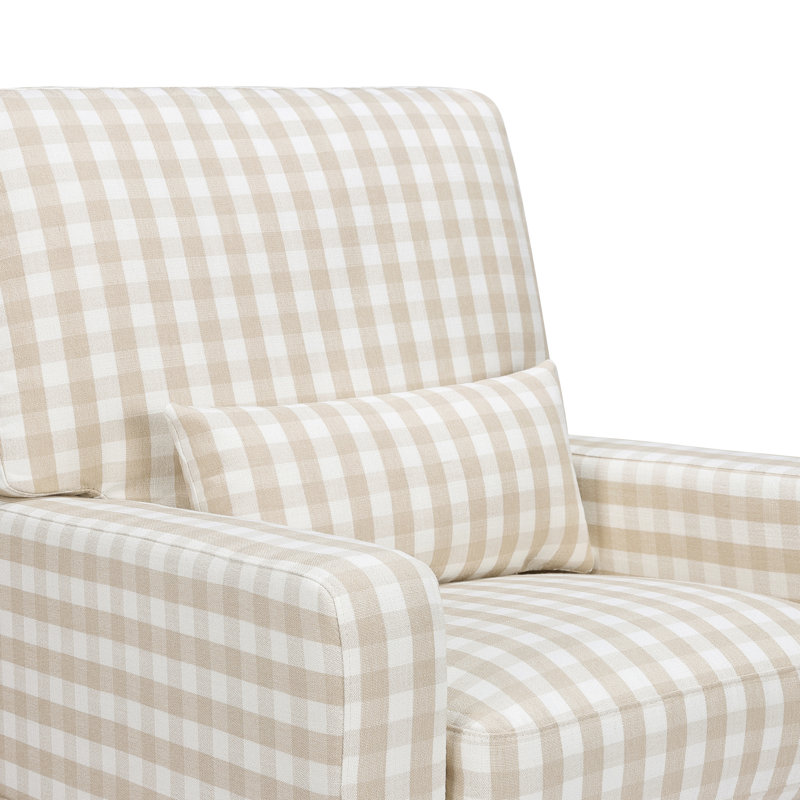 Crawford Pillowback Comfort Swivel Glider, Tan Gingham Livesmart®