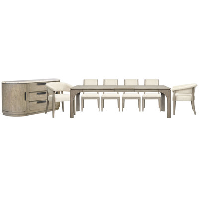 Extendable Rectangular Dining Table With 4 Side Chairs 2 Host Chairs And Buffet