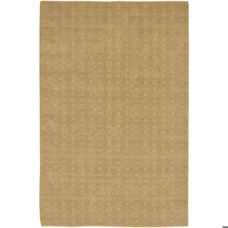 Tapis d'intérieur Lee-Abele tissé à la main, motif géométrique à carrés, brun et beige, en jute et sisal.