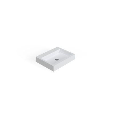 Badeloft 23.6" x 18.8" Rectangular Stone Resin Wall Mounted Bathroom Sink with Overflow WT-06-M-M in Matte White