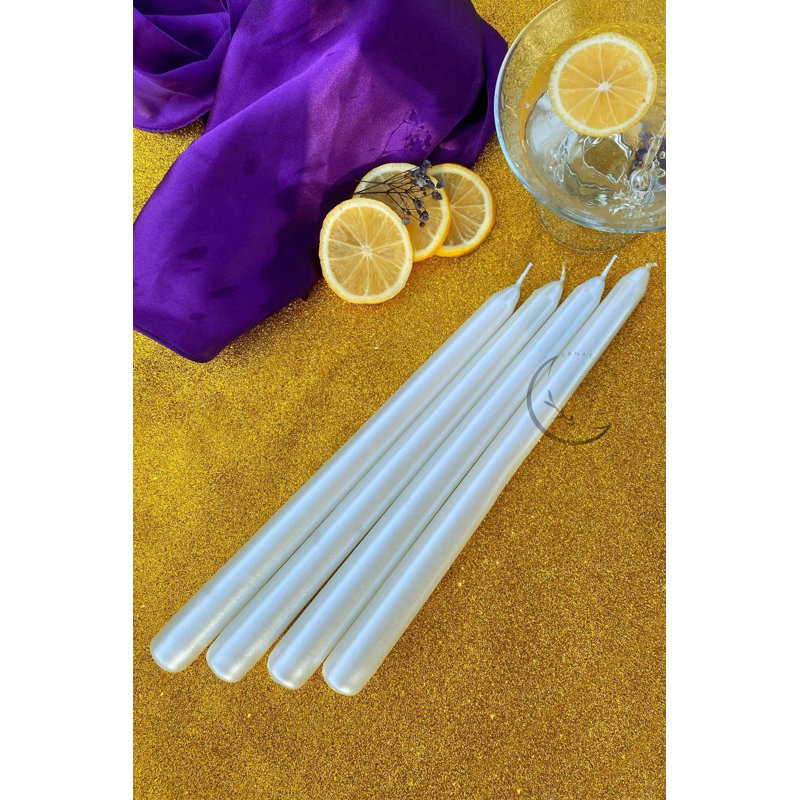 Ensemble de bougies élégantes (4 pièces), blanc, 3,9 x 9,8 pouces | 100% cire de paraffine avec mèches de coton | Parfait pour la décoration intérieure, la détente et les occasions spéciales, le temps de combustion durable, cadeau idéal pour toute célébration