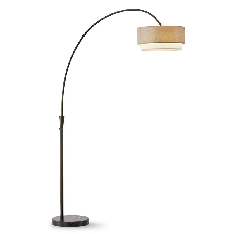 Lampe sur pied arquée 81 po Dina, Brun / Blanc, Marron foncé