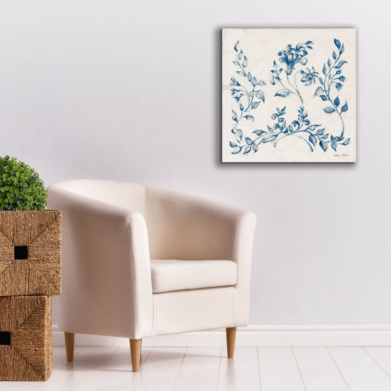 «Suédois tuile 4 bleu» par Cheri Blum, toile d'art, H 26 po x l 26 po x P 1,5 po