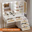 Coiffeuse lumineuse avec tiroirs, tablettes de rangement, ports USB et 3 modes de couleur - coiffeuse de chambre à coucher