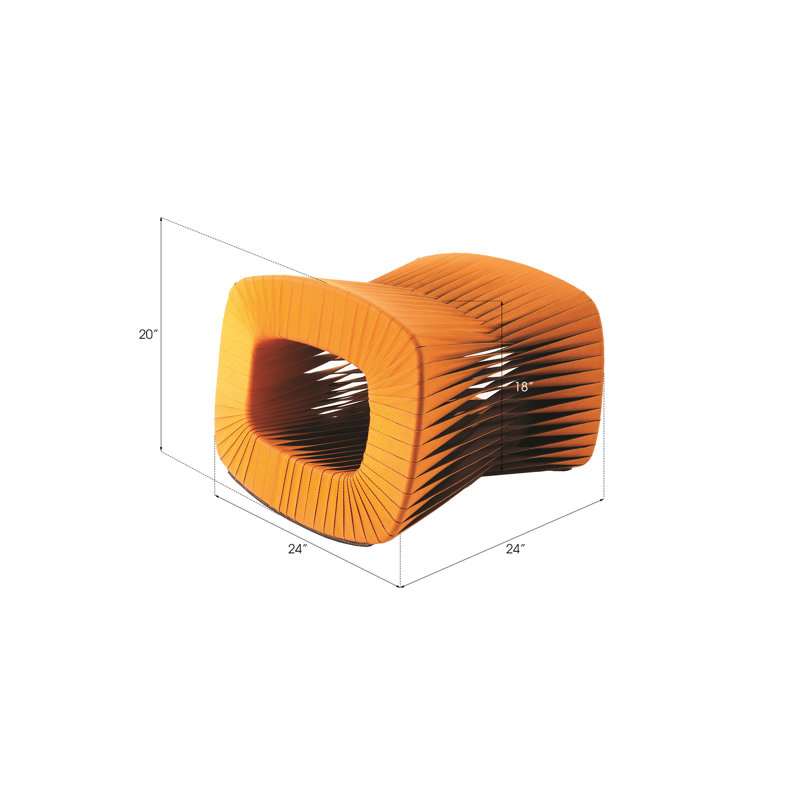 Seat Belt 24" Wide Ottoman, Orange Cotton