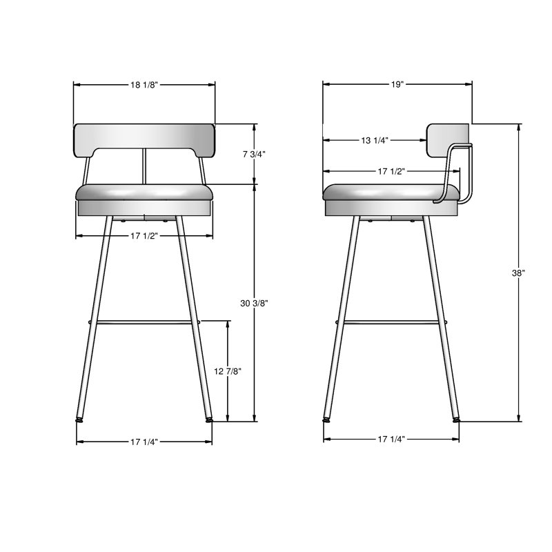 Walley Swivel Counter & Bar Stool, Matt Dark Grey, Bar Stool (30.25" Seat Height), Polyester-Grey White