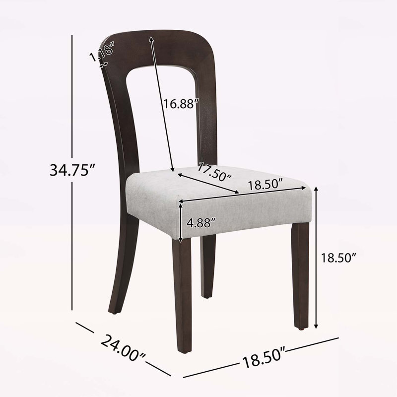 Dining Chairs Set of 2, Gray Fabric, Brown
