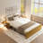 Murphy Bed with 2" Mattress and Nightstands Included, Sofa and Storage Bench Murphy Bed, 3-in-1 Convertible Bed Frame with Charging Port and Nightlight, Chestnut Fir-1707575994