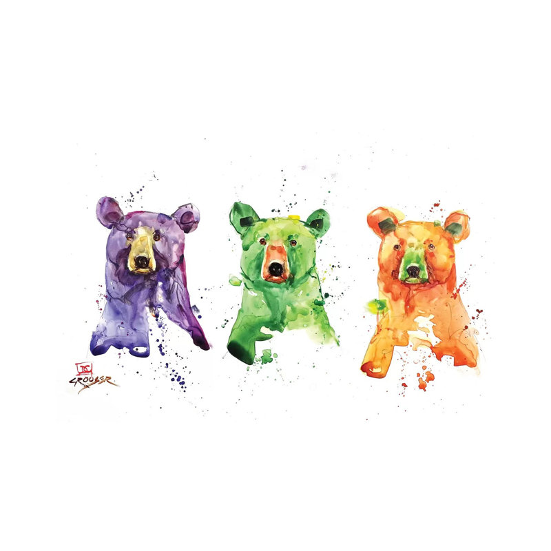Three Bears by Dean Crouser - Painting on Canvas, Wrapped Canvas, 30.48 cm H x 45.72 cm W