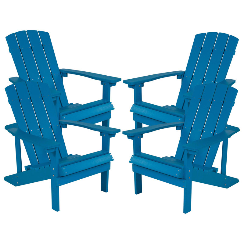 Chaises Adirondack d'extérieur en résine de polyester toutes saisons Balasi, Bleu
