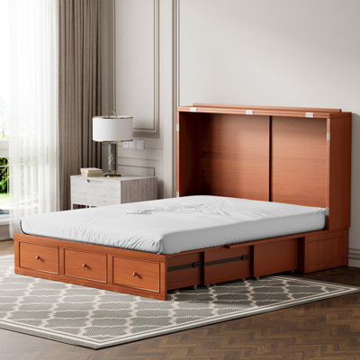 Red Barrel Studio® Murphy Bed Queen With Foldable Mattress
