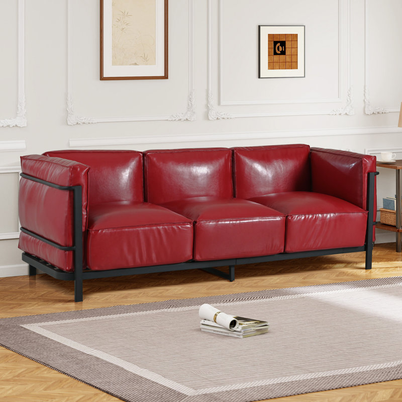 Canapé à accoudoirs carrés de 83,46 po de largeur, Rouge