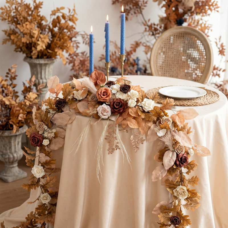 Guirlande de 5,9 pi d'eucalyptus et de feuilles de saule avec fleur blanche