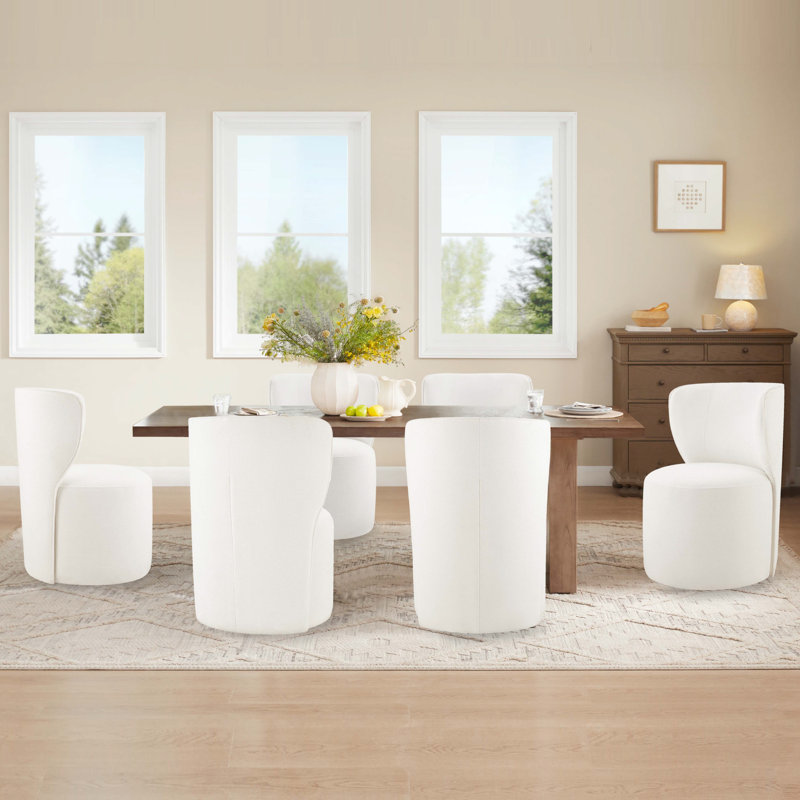 Luckett Upholstered Caster Dining Chair, Elite Ivory
