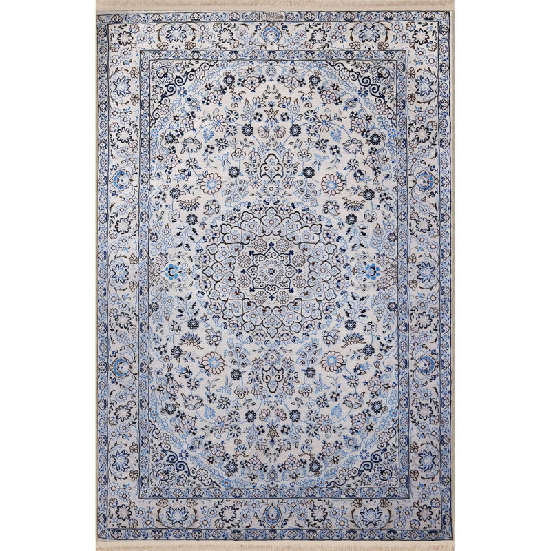 Tapis décoratif lavable à la machine gris clair à motif traditionnel beige, Tapis de couloir 2 pi 6 po x 9 pi 10 po inclus