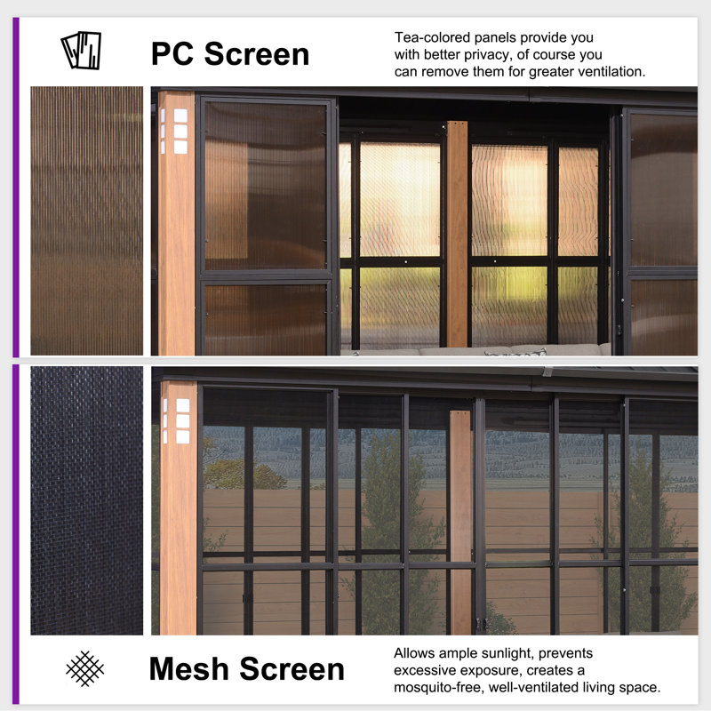 12' x 20' hardtop garden pavilion in mauve with aluminum solarium and detachable windows with 48' garland