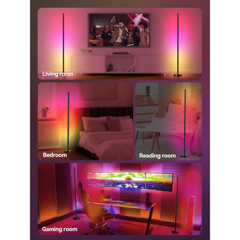 Lampe de coin à DEL à DEL - 16 millions de couleurs, plus de 68 scènes, synchro musicale, application et télécommande