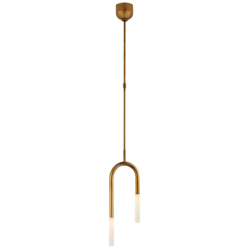 Kelly Wearstler Rousseau Small Asymmetric Pendant, Antique Brass, Etched Crystal