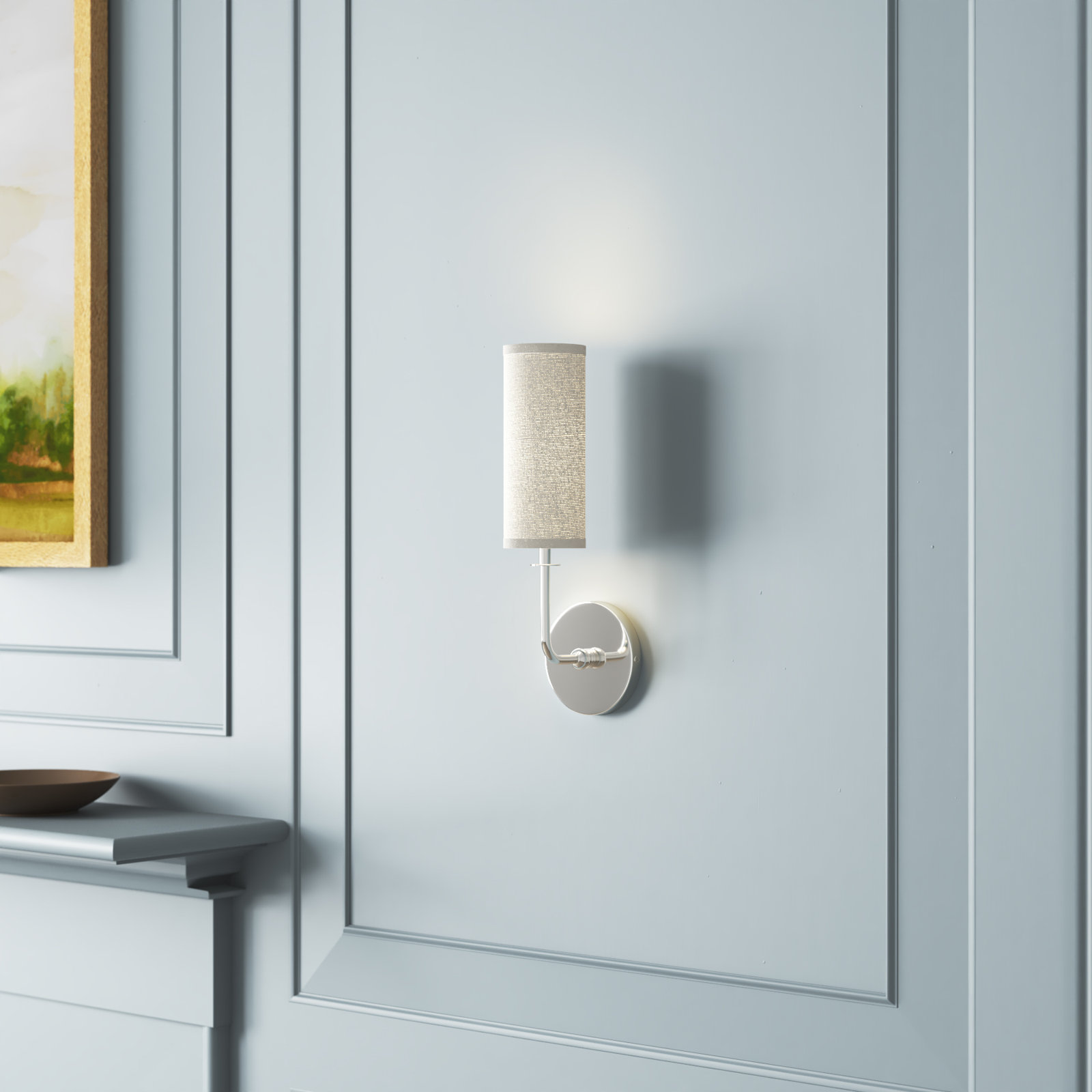 Jordan Single Light Dimmable Armed Sconce, Nickel