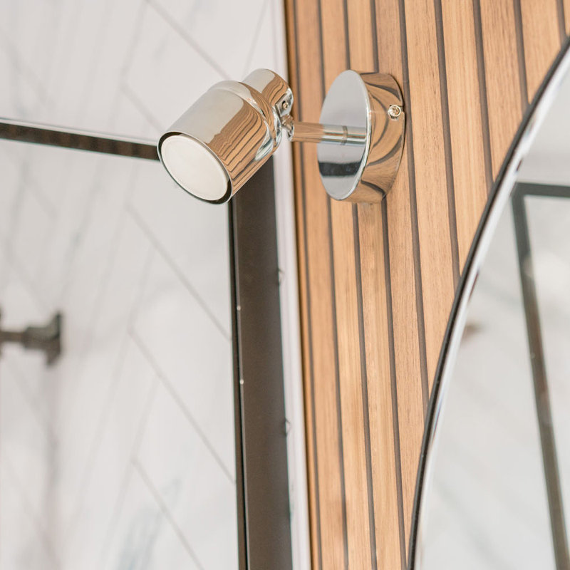 Benton IP44 Adjustable Single Spot Wall Light with LED Bulb, Polished Chrome, 3000 (K)