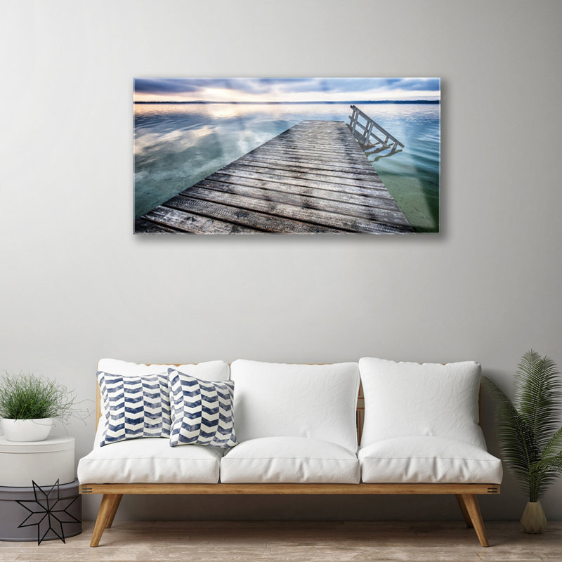 Glass Print Wall Art 100X50cm Image Printed On Glass Decorative Wall Picture Behind Toughened / Tempered Safety Real Glass For Kitchen & Living Room Theme: Bridge Architecture