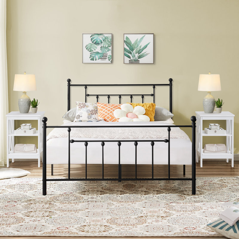 Kempst Steel Piece Bedroom Set, Full, White