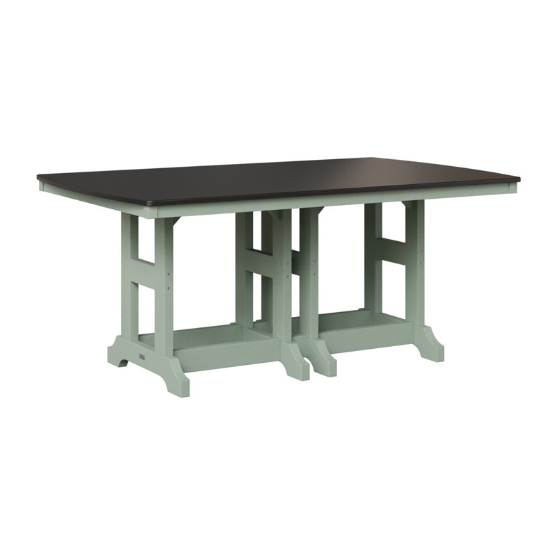 Berlin Gardens Garden Classic Rectangular Bar Table, Seafoam, Hammered Top Black, 35.5" H x 72" W x 44" D