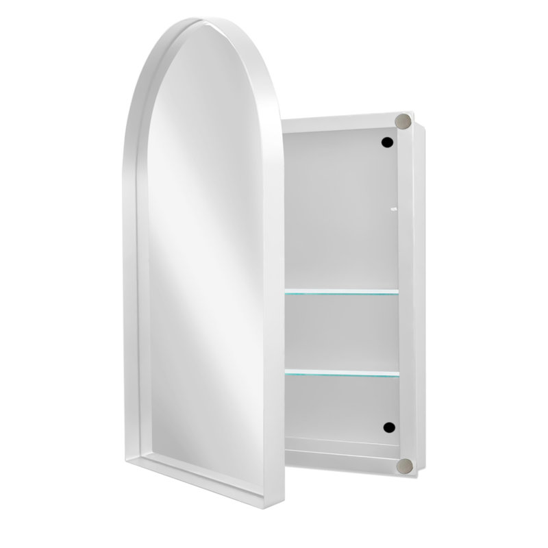 Miroir arqué pour pharmacie encastré, Blanc