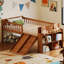 Bed Frame With Storage Shelf, Wooden Bed With Slide And Ladder, Guardrail-376879389