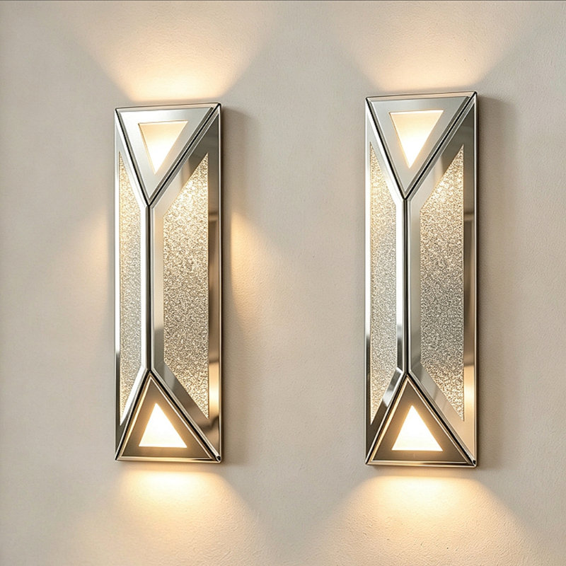 Faustine LED Flush Mounted Sconce Set of 2, Glam Mirror Lights