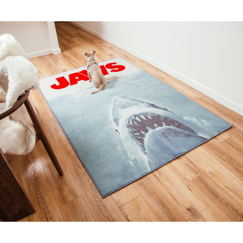 Tapis imprimé affiche de film Jaws | 52 po x 78 po