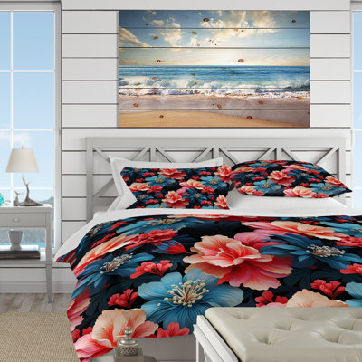 Ensemble de housse de couette bleu azur et rose Twilight Tropical